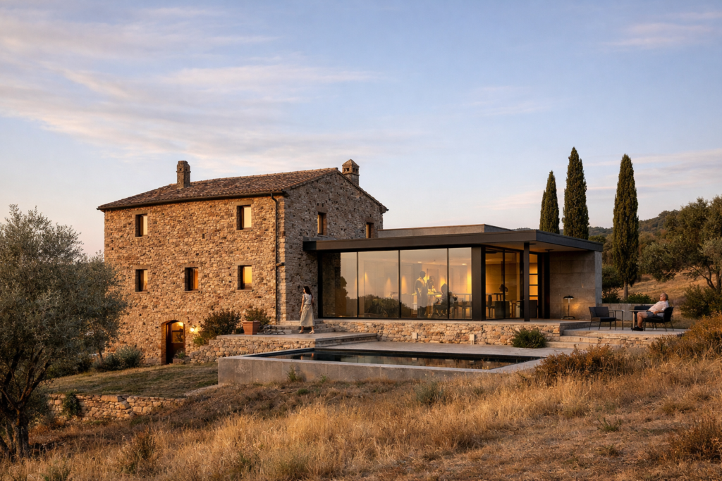 Render 3D esterno di abitazione residenziale per promozione immobiliare